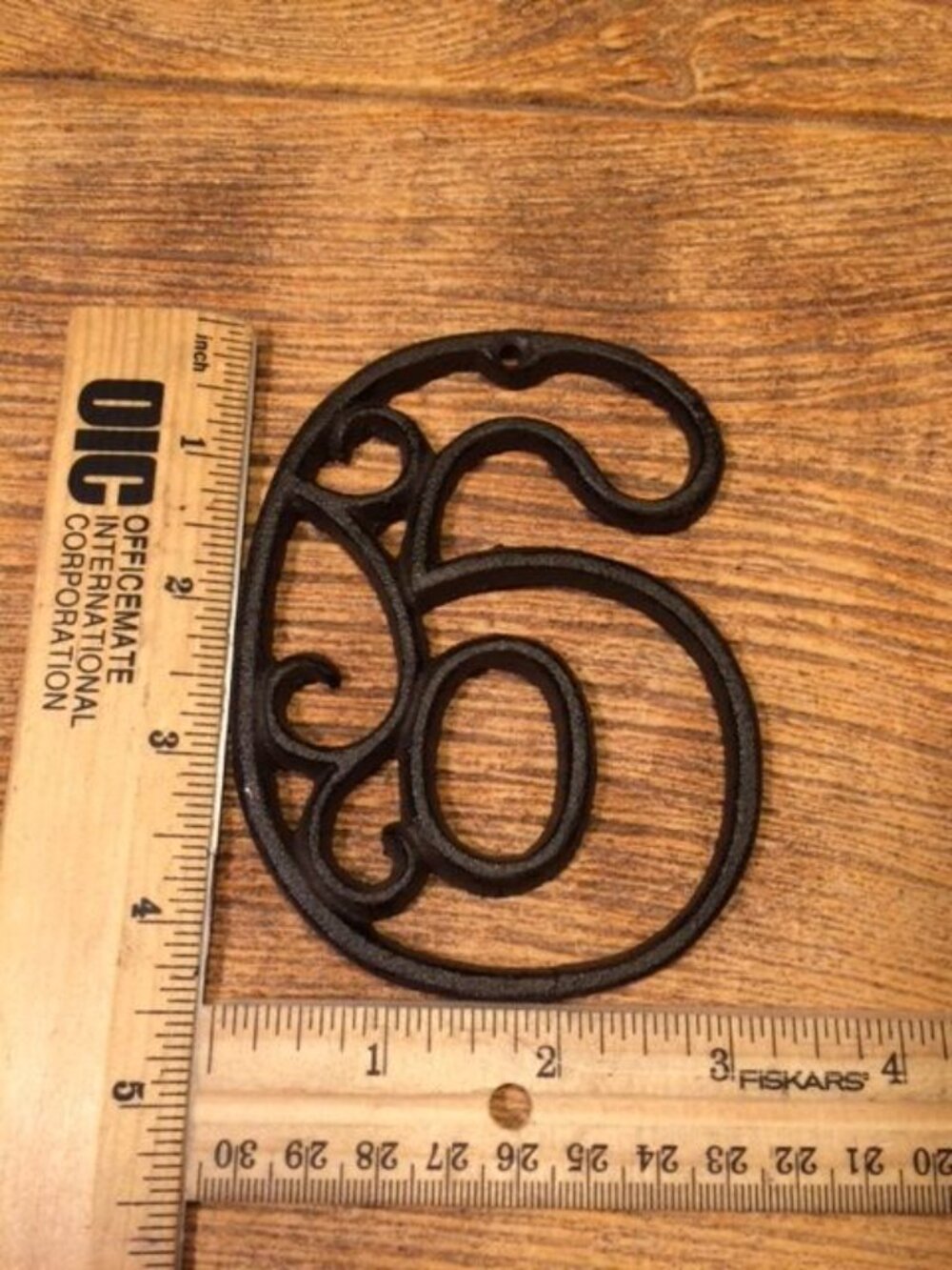"6" (Six) House Address Number Ornate Cast Iron Filigree 4 5/8" tall 0558-6